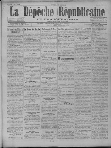 13/08/1930 - La Dépêche républicaine de Franche-Comté [Texte imprimé]