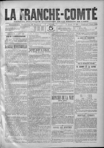 03/08/1888 - La Franche-Comté : journal politique de la région de l'Est