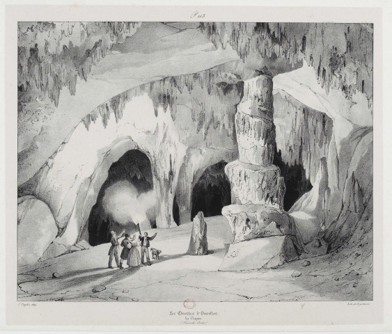 Les Grottes d'Osselles [image fixe] : les orgues (Franche-Comté) / J. Taylor 1829, lith de Engelmann , 1829
