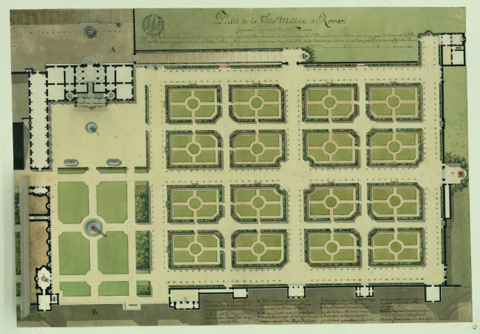 Plan de la villa Médicis à Rome / Pierre-Adrien Pâris , [S.l.] : [P.-A. Pâris], [1700-1800]