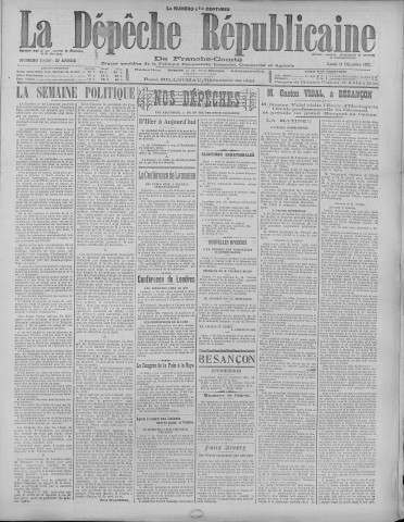 11/12/1922 - La Dépêche républicaine de Franche-Comté [Texte imprimé]