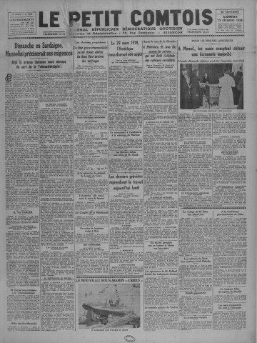 12/12/1938 - Le petit comtois [Texte imprimé] : journal républicain démocratique quotidien