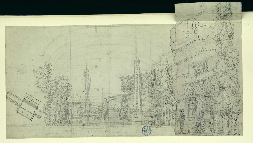 Grand temple égyptien. Projet de décor de théâtre / Pierre-Adrien Pâris , [S.l.] : [P.-A. Pâris], [1700-1800]