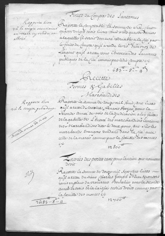 Comptes de la Ville de Besançon, recettes et dépenses, Compte de François Varin (1705)