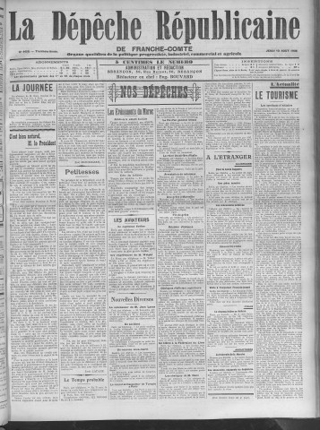 13/08/1908 - La Dépêche républicaine de Franche-Comté [Texte imprimé]