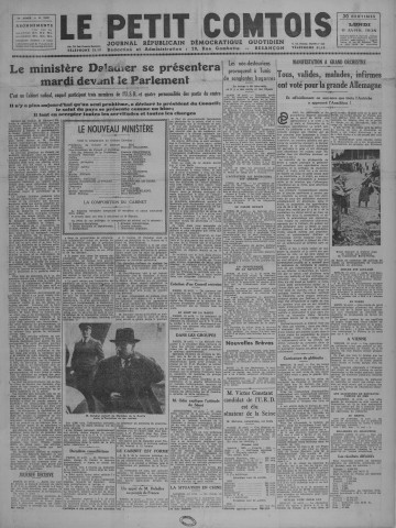 11/04/1938 - Le petit comtois [Texte imprimé] : journal républicain démocratique quotidien