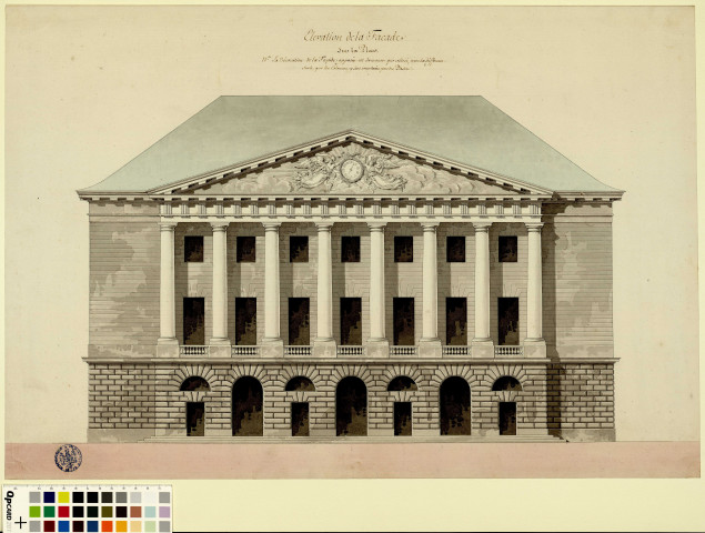 Hôtel de Ville de Neuchâtel. Elévation de la façade sur la place / Pierre-Adrien Pâris , [S.l.] : [P.-A. Pâris], [1700-1800]