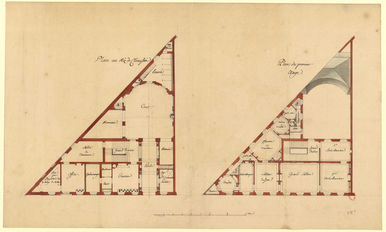 Hôtel de Chastenoye, 122 rue du faubourg Saint-Honoré, Paris. 2 plans : rez-de-chaussée, 1er étage / Pierre-Adrien Pâris , [S.l.] : [P.-A. Pâris], [1771 ?]