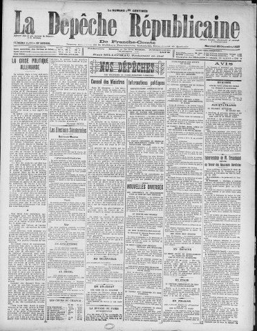 29/12/1926 - La Dépêche républicaine de Franche-Comté [Texte imprimé]