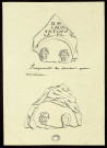 Objets antiques trouvés à Luxeuil. Fragments de tombes gallo-romaines [dessin] / A. Marquiset , [Luxeuil] : [A. Marquiset], [1800-1899]