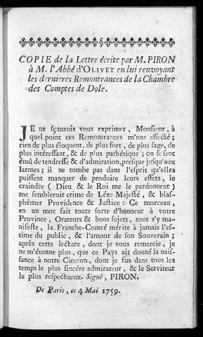 Très humbles et très respectueuses remontrances que présentent au roi...les gens tenans sa Cour de Parlement à Rouen [4 juillet 1760]
