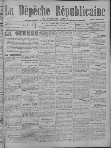 29/12/1914 - La Dépêche républicaine de Franche-Comté [Texte imprimé]