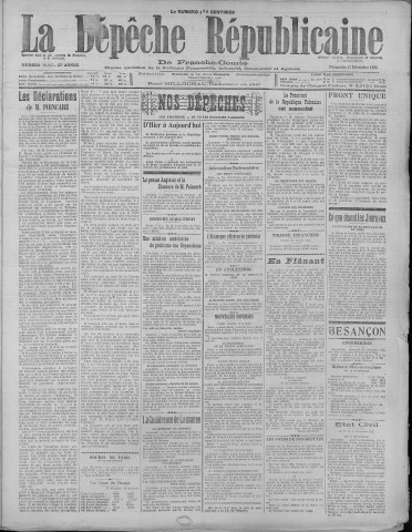 17/12/1922 - La Dépêche républicaine de Franche-Comté [Texte imprimé]