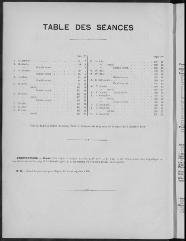 Registre des délibérations du Conseil municipal pour l'année 1912 (imprimé)