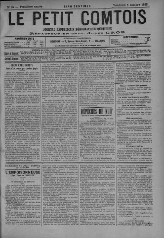 05/10/1883 - Le petit comtois [Texte imprimé] : journal républicain démocratique quotidien