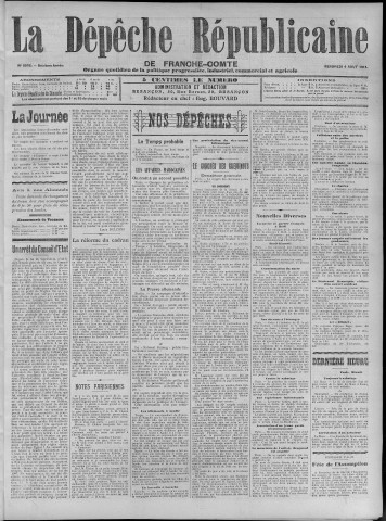 04/08/1911 - La Dépêche républicaine de Franche-Comté [Texte imprimé]