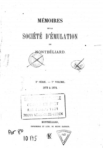 01/02/1873-1874 - Mémoires de la Société d'émulation de Montbéliard [Texte imprimé]