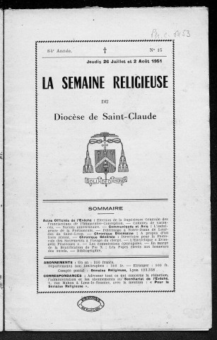 26/07/1951 - La Semaine religieuse du diocèse de Saint-Claude [Texte imprimé]