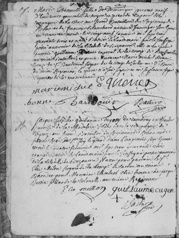 Registre d'établissements militaires : La Citadelle
baptêmes (naissances), mariages sépultures (décès) (29 janvier 1743 - 13 novembre 1750)