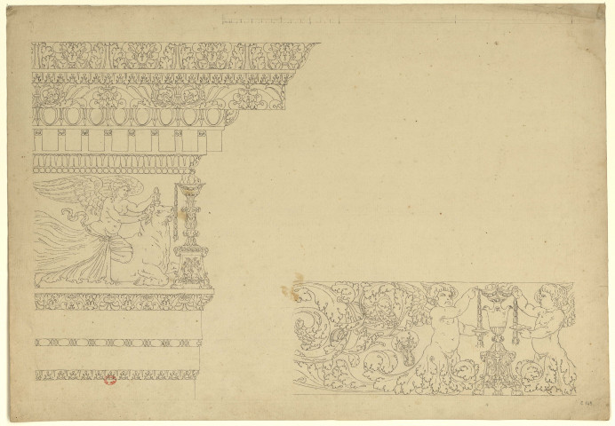 Entablement et frise décorative [Dessin] , [S.l.] : [s.n.], [1750-1799]
