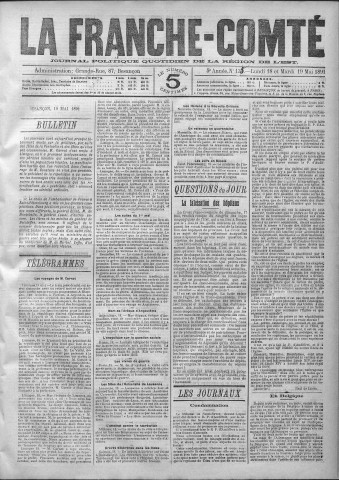 18/05/1891 - La Franche-Comté : journal politique de la région de l'Est