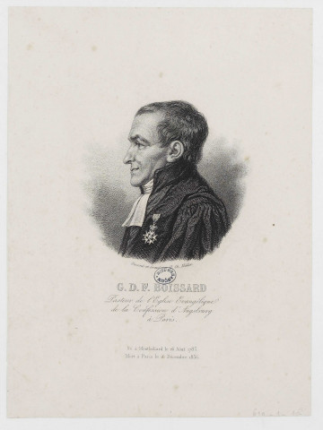 G.D.F. Boissard pasteur de l'église évangélique de la confession d'Ausbourg à Paris [image fixe]  : , 1800/1899