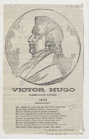 Victor Hugo d'après David d'Angers 1835 [image fixe] , Paris, 1885