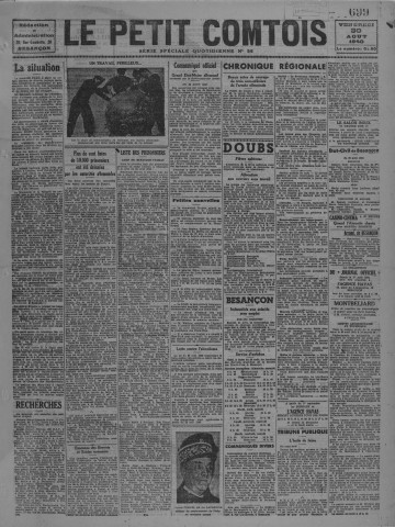 30/08/1940 - Le petit comtois [Texte imprimé] : journal républicain démocratique quotidien