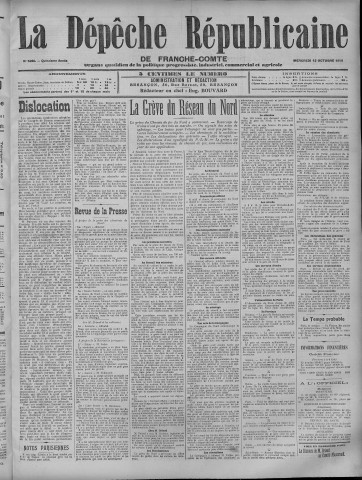 12/10/1910 - La Dépêche républicaine de Franche-Comté [Texte imprimé]