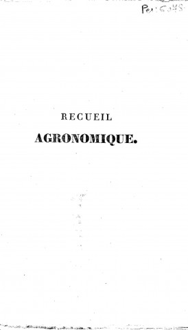 01/01/1831 - Recueil agronomique [Texte imprimé]