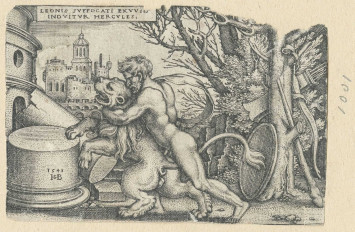1953.7.1005 – Hans Sebald Beham,  Hercule et le lion de Némée, 1545, burin sur papier