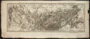 Route de Dijon à Besançon. Dressée et dessinée sur les lieux en 1779 par L. Denis, géographe, ... 3 lieues de 2000 toises. [Document cartographique] , 1778