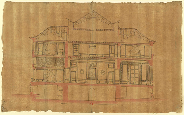 Château de Montendre en Champagne [Dessin] : coupe de la maison / [Pierre-Adrien Pâris] , 1750/1799