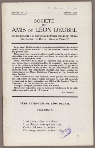 01/1936 - Bulletin / Société des amis de Léon Deubel
