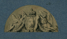 Blason royal encadré de deux anges / Calque de Pierre-Adrien Pâris sur un dessin de Moreau , [S.l.] : [P.-A. Pâris], [1700-1800]