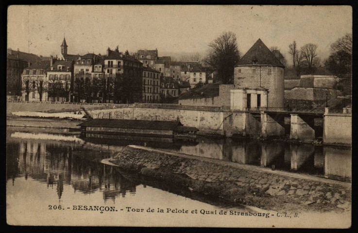 Besançon - Tour de la Pelote et Quai de Strasbourg [image fixe] , Besançon : Phototypie artistique de l'Est C. Lardier ; C. L., B., 1914/1916