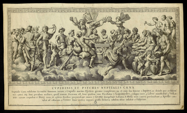 Cupidinis et Psyches nuptialis caena [image fixe] / Raphael Sanctius Urbinas inventor. Nicolaus Dirigny Gall. delin et inc , 1693