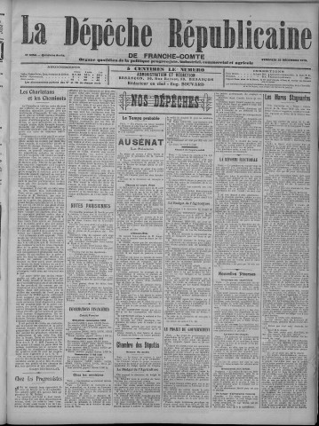 23/12/1910 - La Dépêche républicaine de Franche-Comté [Texte imprimé]