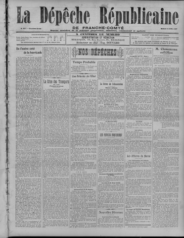 09/04/1907 - La Dépêche républicaine de Franche-Comté [Texte imprimé]