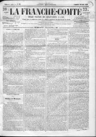 10/04/1859 - La Franche-Comté : organe politique des départements de l'Est