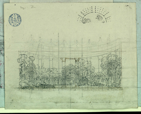 Motifs de décoration, pour "Ariane et Bacchus". Projet de décor de théâtre / Pierre-Adrien Pâris , [S.l.] : [P.-A. Pâris], [1700-1800]
