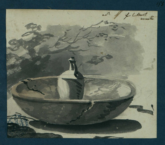 Vase et cuvette ébréchés "sur le Mont Aventin" / Hubert Robert , [S.l.] : [H. Robert], [1700-1800]
