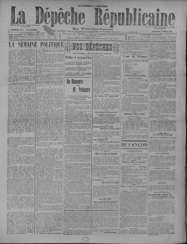 02/07/1922 - La Dépêche républicaine de Franche-Comté [Texte imprimé]