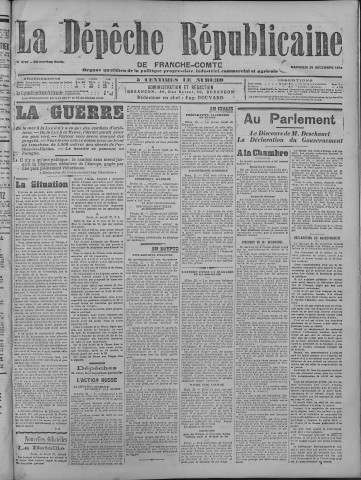 23/12/1914 - La Dépêche républicaine de Franche-Comté [Texte imprimé]