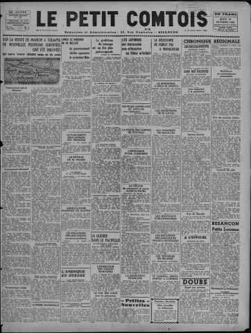 15/10/1942 - Le petit comtois [Texte imprimé] : journal républicain démocratique quotidien