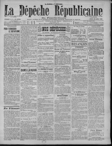26/04/1923 - La Dépêche républicaine de Franche-Comté [Texte imprimé]