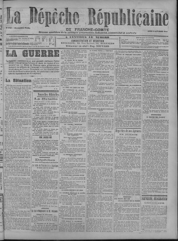 08/10/1914 - La Dépêche républicaine de Franche-Comté [Texte imprimé]