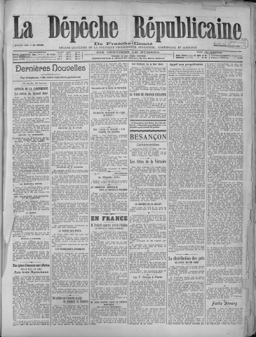 14/07/1919 - La Dépêche républicaine de Franche-Comté [Texte imprimé]