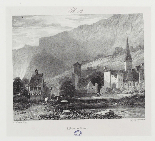 Abbaye de Baume [estampe] / J.D. Harding lithog.  ; imprimé par C. Hullmandel , [S.l.] : imprimé par C. Hullmandel, [1798-1850]