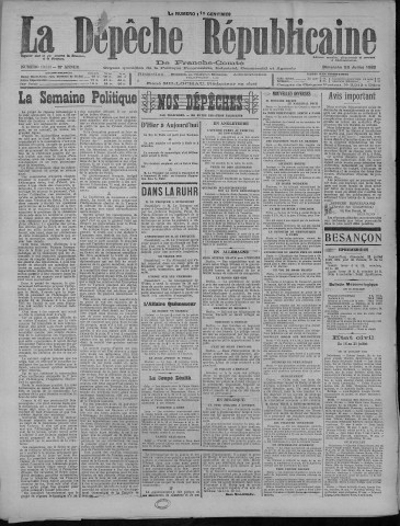 22/07/1923 - La Dépêche républicaine de Franche-Comté [Texte imprimé]